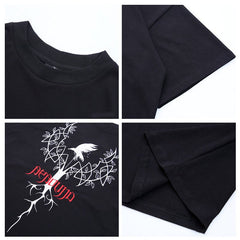 Cartoon Five-point Sleeve T-shirt Male Short-sleeved Letter Printing Japanese Tide Brand Anime Hip-hop Sleeve Top