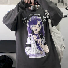 Anime all-match long sleeve t-shirt women