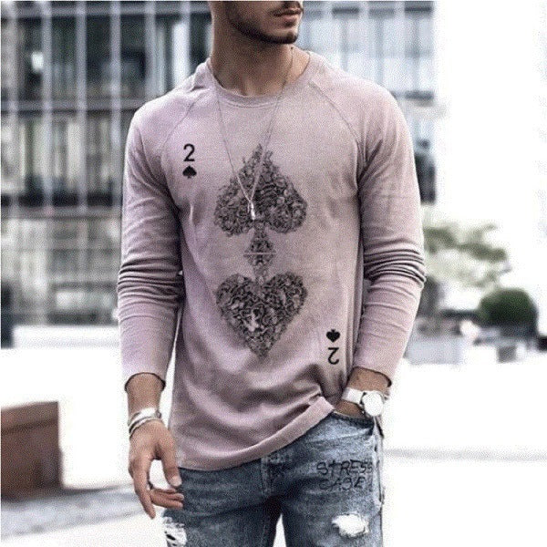 Elastic Mens T-Shirt V-Neck Long Sleeve Men T Shirt