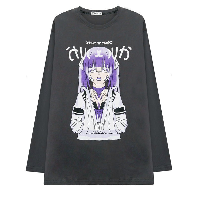 Anime all-match long sleeve t-shirt women