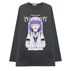 Anime all-match long sleeve t-shirt women