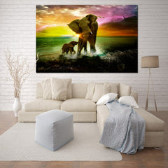 Single mother-elephant modern home decor