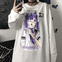 Anime all-match long sleeve t-shirt women