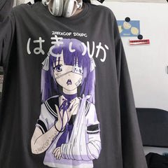 Anime all-match long sleeve t-shirt women