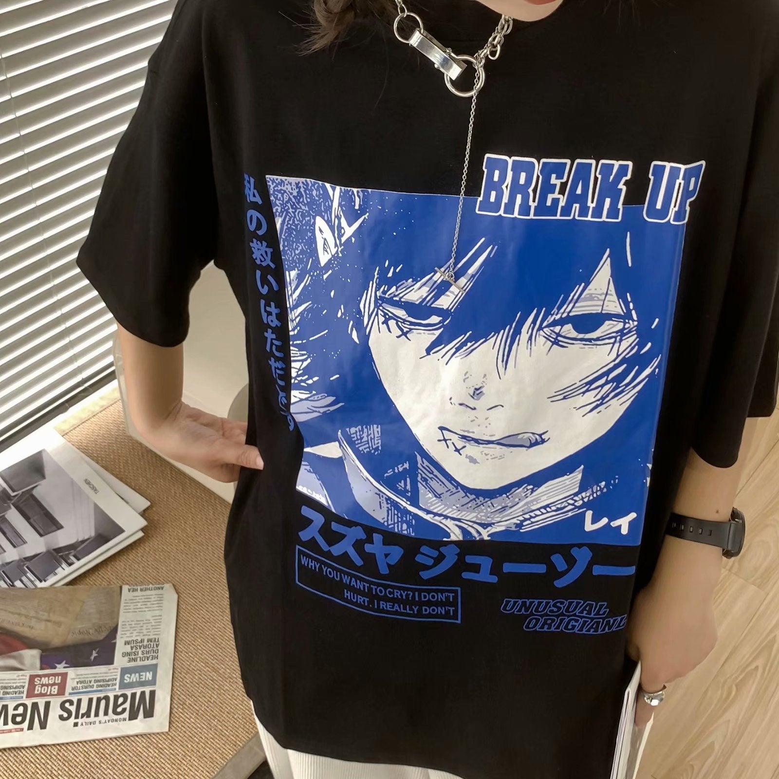 Two-dimensional Short-sleeved Anime Printed Salt T-shirt Loose